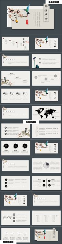 中国风年终总结模板